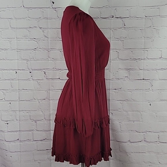 Altar'd State Ruby Red Long Sleeve Dress w elasticized waist & wrists Size small - Picture 2 of 11